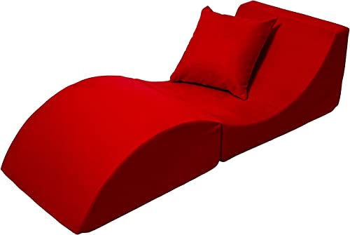 Velinda Klappsofa bequem, entspannend, 3 in 1, Hocker, Tisch rot von Velinda