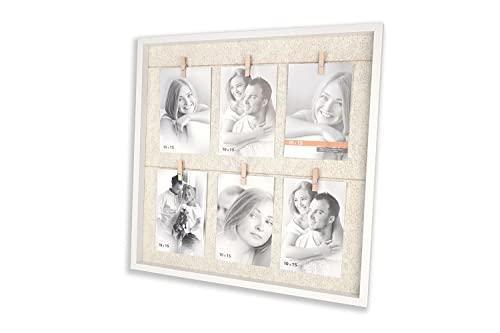 VELISTA Rustikaler Wäscheklammer-Bilderrahmen mit 6 Clips, Holz-Clip-Collage-Rahmen, Wandhalterung, Foto-Displayboard, dekorative Tafel zum Aufhängen von 10,2 x 15,2 cm Bildern, Polaroids, Postkarten VELISTA Rustikaler Wäscheklammer-Bilderrahmen mit 6 Clips, Holz-Clip-Collage-Rahmen, Wandhalterung, Foto-Displayboard, dekorative Tafel zum Aufhängen von 10,2 x 15,2 cm Bildern, Polaroids, Postkarten von Velista