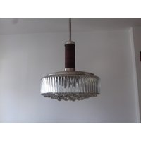 Vintage Deckenlampe/Retro Beleuchtung Jugoslawien 70Er Lampe Cristal Glass Lamp von Veljan