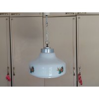 Vintage Überfangglas Lampe. Deckenlampe. Hängelampe Mit Blumen. Hängeleuchte/Küchenlampe Hergestellt in Jugoslawien 80'er Jahre von Veljan