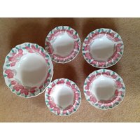 Seltenes Obstschalen Set 1930 Royal Doulton Azalea Muster 4 & Servierteller. Hübsches Einweihungsgeschenk von Vellafieldvintage
