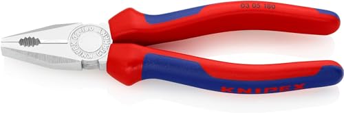 Knipex Kombizange verchromt, mit Mehrkomponenten-Hüllen 180 mm (SB-Karte/Blister) 03 05 180 SB von Knipex