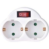 Perel - Mehrfachsteckdose Steckdosenadapter 2-Fach mit Schalter, Zwischenstecker, Stromstecker 2fach, Verteilersteckdose Schalter, 2 Schuko von Perel