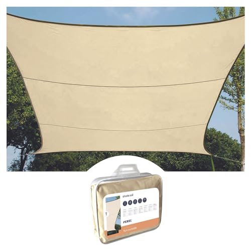 Perel Sonnensegel, wasserabweisend, 5 x 5 m, 160 g/m², Polyester, Quadrat, Creme von Velleman