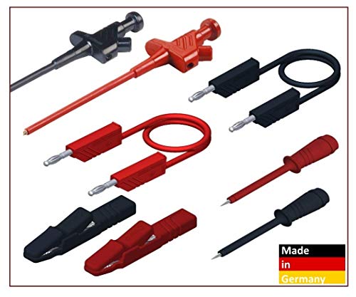 VELLEMAN - HMSET2 Hirschmann Sicherheits-Messleitungs-Set PMS 4 mit Prüfspitzen Messleitungen Lamellenstecker 4mm , Schwarz / Rot 142921 von Velleman