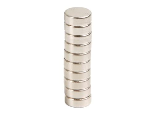 Velleman Magnet, Ultra Stark, 10 stück, rund, Ø 8 x 3 mm, Neodym, Silber, ideal für Kühlschrank oder Magnetboard von Velleman