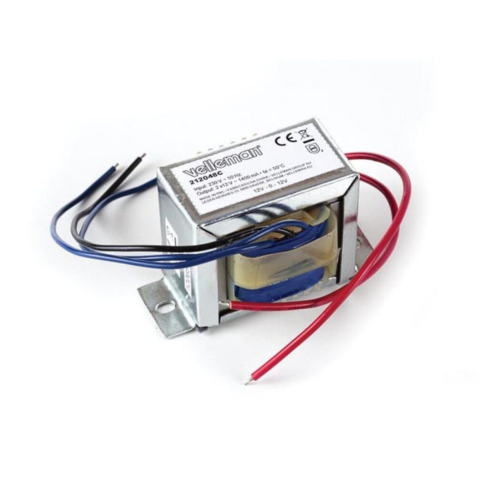 Velleman Rundstecker TRANSFORMATOR, OFFENE BAUART 34 VA 2 x 12 V~ 1400 mA max., 1-tlg. Velleman Rundstecker TRANSFORMATOR, OFFENE BAUART 34 VA 2 x 12 V~ 1400 mA max., 1-tlg. von Velleman