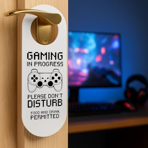 Türhänger "Gaming in Progress – Do Not Disturb" für Gamer, Streamer und Kinder – lustige Schlafzimmer- und Spielzimmer-Dekoration – perfekt für Online-Gaming, Live-Streaming und Privatsphäre – von Vellichor Europe