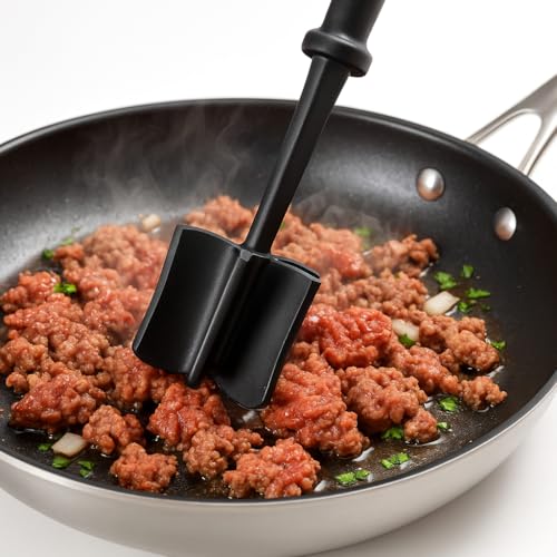 Fleischzerkleinerer aus Nylon, 5 Ecken, für Hackfleisch oder gemahlenes Rindfleisch, hitzebeständiger Stampfer, antihaftbeschichtet, leicht zu reinigen von Vellichor