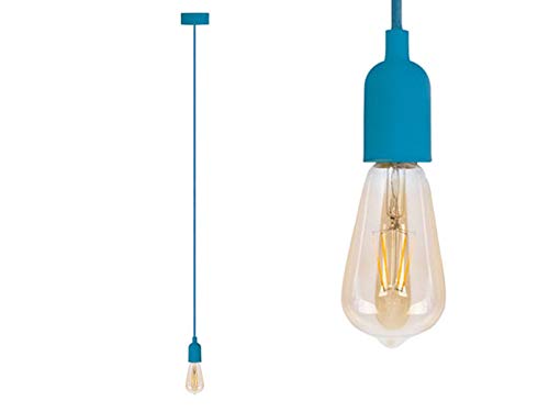 Universal Schnurpendel Textil blau mit E27 Filament LED, Kabel 140cm von Vellight