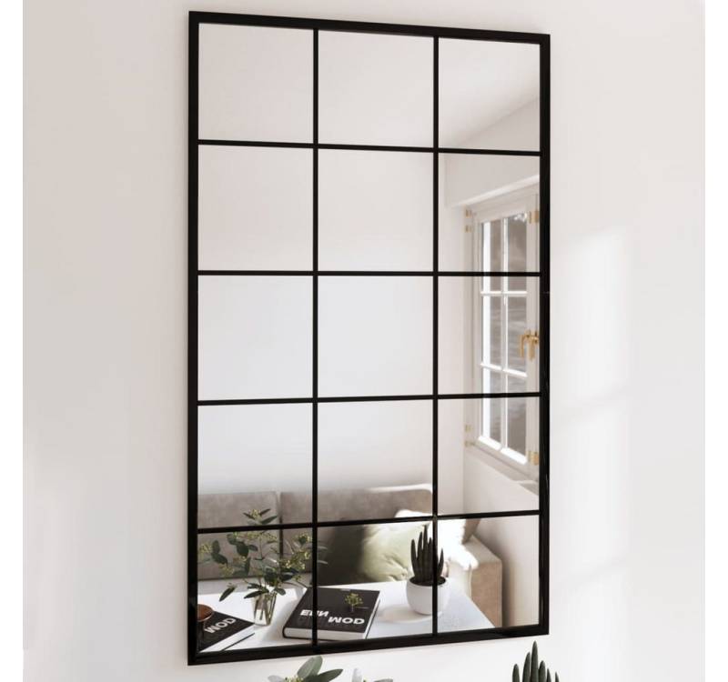 Vellora Fenster Wandspiegel Schwarz 100x60 cm Metall, (1 St), Mit vier Befestigungshaken von Vellora