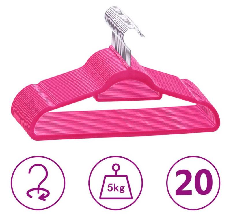 Vellora Mehrfach-Kleiderbügel 20 Stk. Kleiderbügel-Set Anti-Rutsch Grau Samt, (20-tlg), Samtiges Anti-Rutsch-Rillendesign von Vellora