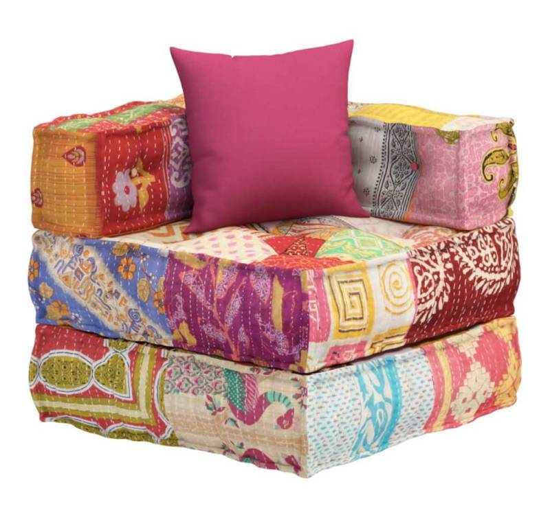 Vellora Pouf Modularer Pouf mit Kissen Patchwork Stoff (1-St), Wohnzimmer, Schlafzimmer von Vellora