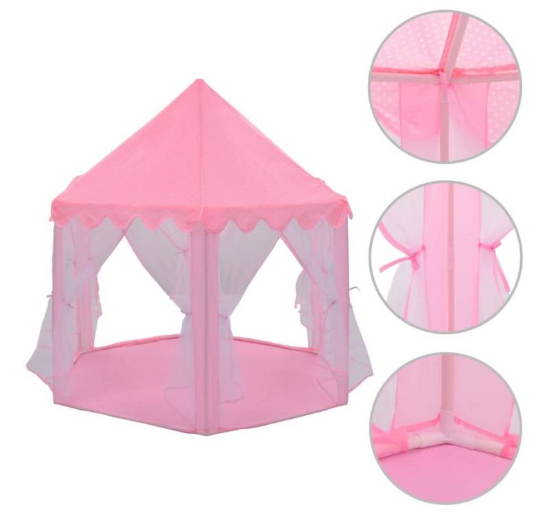 Vellora Prinzessinbett Prinzessin-Spielzelt Rosa 133 x 140 cm (Durchmesser x H) (1-tlg., Mit einer Handtasche), Polyester, Netz und PVC von Vellora