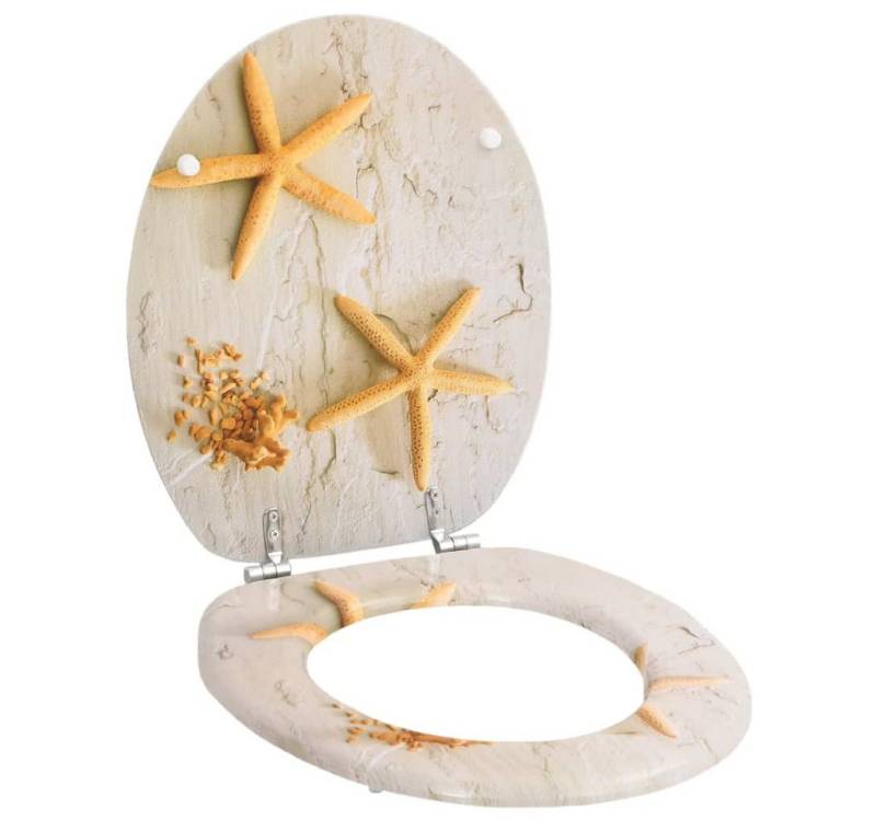 Vellora Toilettensitzerhöhung Toilettensitz MDF Deckel Seestern, 12–20 cm verstellbares Scharnier Vellora Toilettensitzerhöhung Toilettensitz MDF Deckel Seestern, 12–20 cm verstellbares Scharnier von Vellora