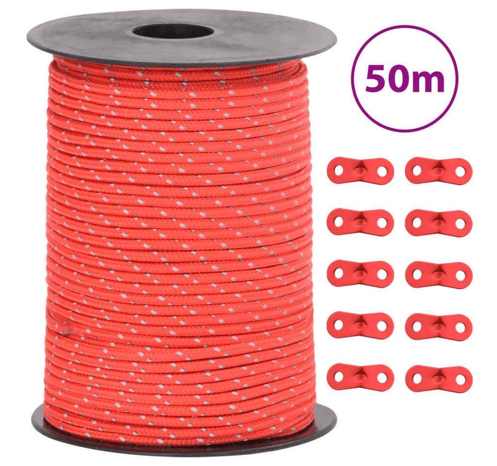 Vellora Zeltleine Reflektierend mit Seilspannern 50 m 4 mm Seil (1-tlg., 10 x Seilspanner), Tragfähigkeit: 140 kg von Vellora