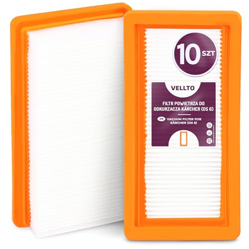 10x Vellto HEPA Filter Flachfaltenfilter Für Staubsauger Kompatibel Mit Kärcher DS6 DS5 DS 5500 5600 5800 6000 6.414-631.0 Mediclean Motor Leistungsstark Luftreinigung Haushaltszubehör Ersatzteil von Vellto