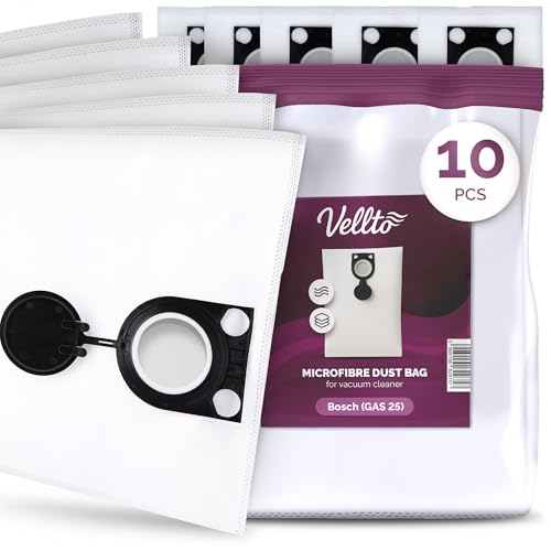 10x Vellto Staubsaugerbeutel Kompatibel mit Bosch GAS 25 50 Alternative ASA 1200 1202 2025 ASR 2025 35 H M SPIT AC1600 Ersatz Vakuumbeutel Alternative Filtersack Ersatzteile von Vellto