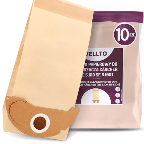 10x Velto Staubsaugerbeutel Kompatibel mit Kärcher 6.904-143 SE 5.100 6.100 3001 WD 2.400 2.500 NT181 A 2701 2801 2120 2120ME K 2501 2501TE 2601 3000 A2120Me Ersatzbeutel Staubbeutel Filtertüten von Vellto