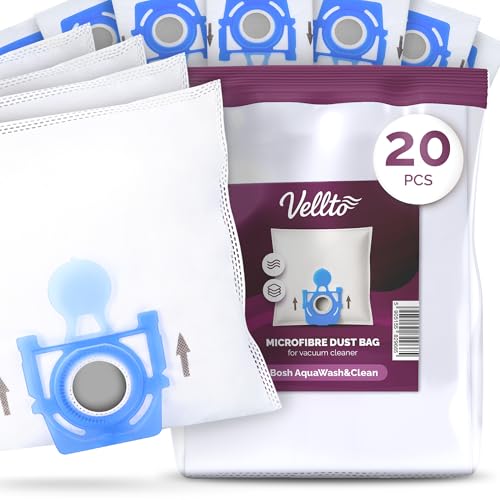 20x Vellto Staubsaugerbeutel Kompatibel mit Bosch AquaWash&Clean BWD41720 ProHygienic BWD420HYG ProAnimal BWD421PET ProPerform BWD421PRO Ersatzbeutel Beutel Filtertüten Staubbeutel Filtersack von Vellto