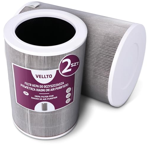 2x Vellto HEPA H13 Filter Für Luftreiniger Kompatibel Mit Xiaomi Mi Air Purifier 2 2S 2H 3H 2C 3C Pro Schwarz Grau Aktivkohle RFID Chip Ersatzfilter Austauschfilter Haushalt von Vellto