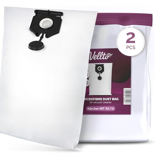 2x Vellto Staubsaugerbeutel Ersatz Filtertüten Beutel Kompatibel mit Karcher: 2.889-154.0 NT 30/1 Tact Te L NT 30/1 Tact Te M NT 30/1 Tact L NT 30/1 Ap Te L NT 30/1 Ap L Vliesfilterbeutel von Vellto