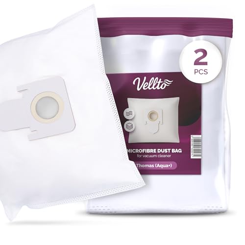 2x Vellto Staubsaugerbeutel Kompatibel mit Thomas Aqua+ Pet & Family Anti Allergy MultiClean X10 Parquet Twin TT T1 T2 Aquawash Genius Ersatzbeutel Beutel Filtertüten Staubbeutel von Vellto