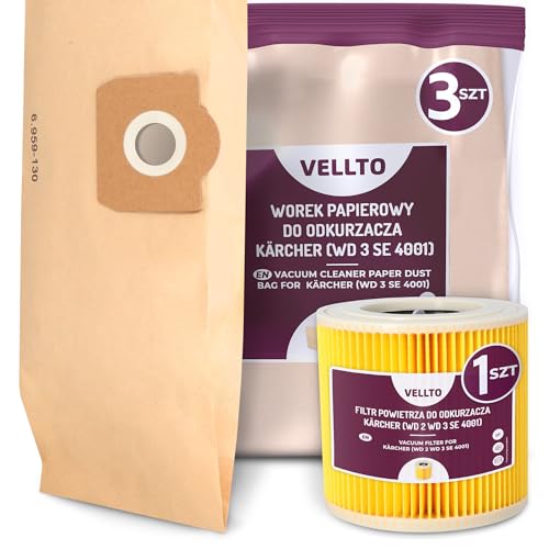 3x Vellto Staubsaugerbeutel Kompatibel mit Kärcher 6.959-130.0 WD3 MV3 SE 4001 4002 WD2 Plus V17 V15 Papierbeutel Ersatzbeutel Staubbeutel mit Filter Faltenfilter Patronenfilter 3x Vellto Staubsaugerbeutel Kompatibel mit Kärcher 6.959-130.0 WD3 MV3 SE 4001 4002 WD2 Plus V17 V15 Papierbeutel Ersatzbeutel Staubbeutel mit Filter Faltenfilter Patronenfilter von Vellto