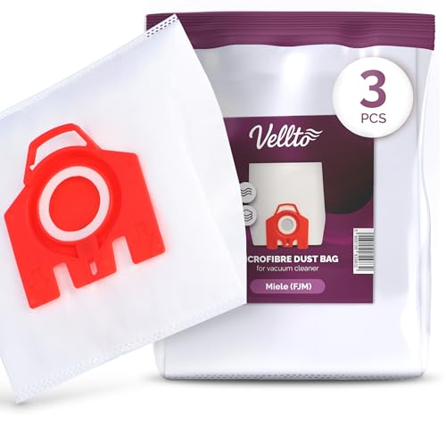 3x Vellto Staubsaugerbeutel Kompatibel mit Miele 3D Efficiency FJM Serie S2 S3 S4 S5 S6 S7 Complete C1 Compact C1/C2 S8340 S24 S256i S290 S299 S300i S399 S500 S578 S700 Ersatzbeutel Staubbeutel von Vellto