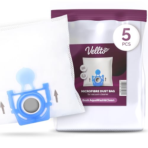 5x Vellto Staubsaugerbeutel Kompatibel mit Bosch AquaWash&Clean BWD41720 ProHygienic BWD420HYG ProAnimal BWD421PET ProPerform BWD421PRO Ersatzbeutel Beutel Filtertüten Staubbeutel Filtersack von Vellto