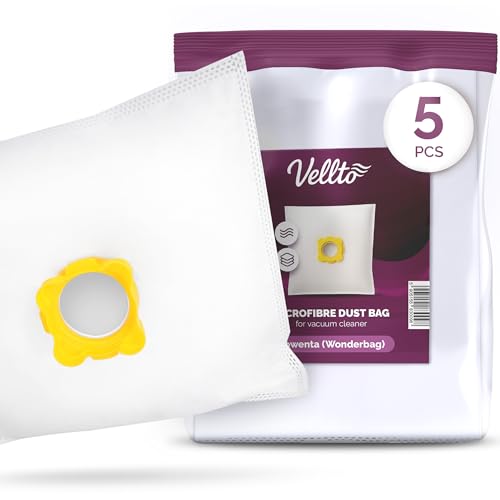 5x Vellto Staubsaugerbeutel Kompatibel mit Rowenta Wonderbag WB484720 WB305120 WB305140 WB404111 WB406120 Compacteo Silence Force Spaceo RO5913 RO5921 RO5931 RO5938 Ersatzbeutel Staubbeutel von Vellto