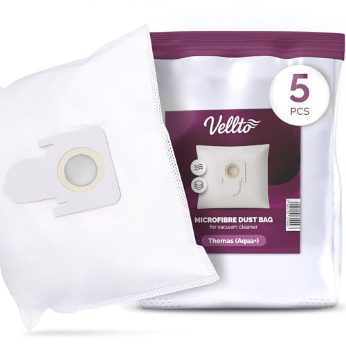 5x Vellto Staubsaugerbeutel Kompatibel mit Thomas Aqua+ Pet & Family Anti Allergy MultiClean X10 Parquet Twin TT T1 T2 Aquawash Genius Ersatzbeutel Beutel Filtertüten Staubbeutel von Vellto