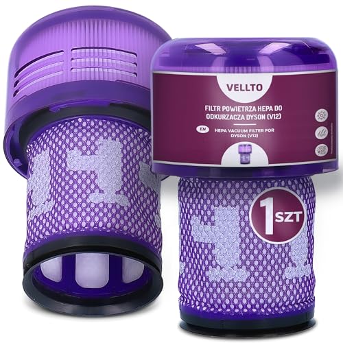 Vellto HEPA Filter Für Staubsauger Kompatibel Mit Dyson V12 Absolute Pro Detect Slim Animal Plus Motorhead Torque Drive Total Clean Waschbar Hohe Leistung Saugen Trocken Nass von Vellto