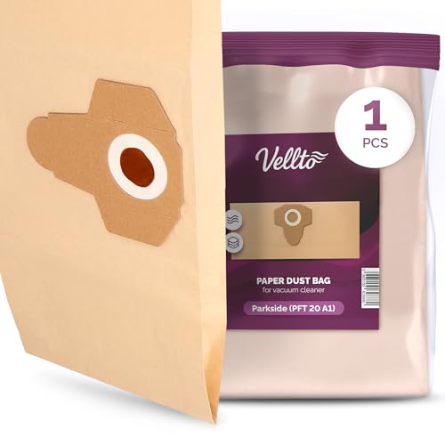 Vellto Staubsaugerbeutel Kompatibel mit Parkside PWD 20/A1 12A1 25 30 PFT 20A1 PNTS 1200 1250 1250/9 1300 A1 B2 C3 D3 E4 1400 1500 Staubbeutel Papier Beutel Vakuumbeutel Filtersack von Vellto