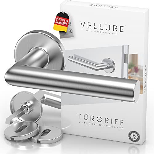 Vellure® Türgriff Set aus Edelstahl (Inkl. Bohrschablone & Montageanleitung) Türklinken Innentüren Set - Türbeschlag - Türgriffe Innentüren - Drückergarnitur Zimmertüren (4 Stück BB - Für Zimmertüren) von Vellure