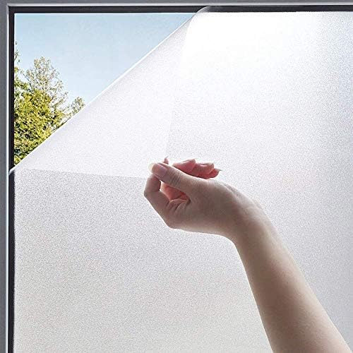 VeloZenith Fensterfolie Blickdicht von Aussen Fensterfolie Selbsthaftend Anti-UV Sichtschutz Milchglasfolie Selbstklebend ohne Klebstoff für Badezimmer Bad Geschäftsräume Wohnbereich(45 x 200 cm) von VeloZenith