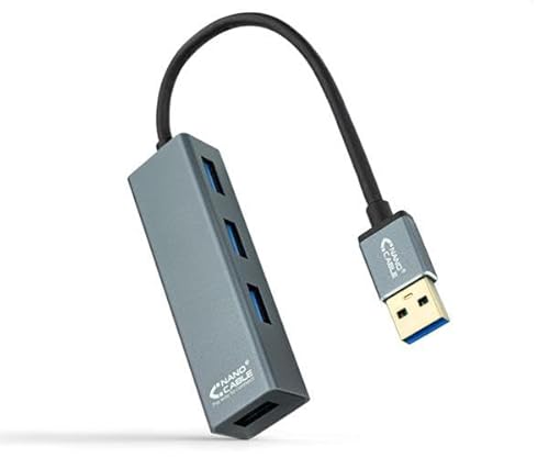 Hub – 4 USB-3.0-Anschlüsse mit Schnellverbindung, 10 cm Länge, aus Aluminium und grau. Ideal für die Erweiterung von Geräten. Hub – 4 USB-3.0-Anschlüsse mit Schnellverbindung, 10 cm Länge, aus Aluminium und grau. Ideal für die Erweiterung von Geräten. von Velocraze