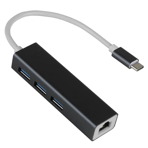 Hub - Typ C Gerät mit 3 USB 3.0-Ports und RJ45-Gigabit-Anschluss für schnelle und stabile Datenübertragung. Hub - Typ C Gerät mit 3 USB 3.0-Ports und RJ45-Gigabit-Anschluss für schnelle und stabile Datenübertragung. von Velocraze