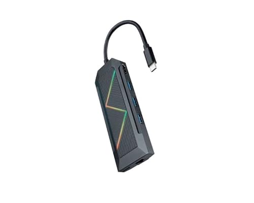 USB-C-Hub mit 8 USB 3.0-Anschlüssen, RGB-Beleuchtung, hoher Übertragungsgeschwindigkeit und kompaktem Design zur Optimierung von Verbindungen. von Velocraze
