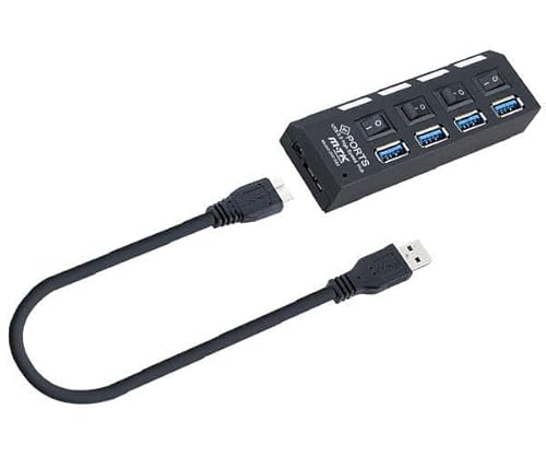 Velocraze 4 x USB 3.0 Hub mit Schalter, schwarz, schnelle und effiziente Verbindung, ideal für mehrere Geräte. Velocraze 4 x USB 3.0 Hub mit Schalter, schwarz, schnelle und effiziente Verbindung, ideal für mehrere Geräte. von Velocraze