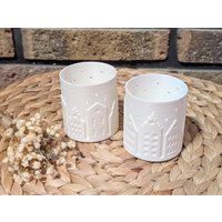 2Er Set Windlichter Häuser 3D Druck von VeloursTraumland
