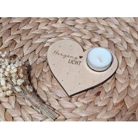 Teelichthalter Teelichtbrettchen Herzenslicht Teelichthalter Teelichtbrettchen Herzenslicht von VeloursTraumland