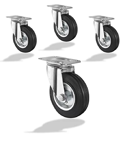 4 x Transportrollen Möbelrollen Schwerlastrollen Vollgummi Rad Lenkrolle 75 mm von Veluma