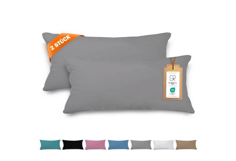 Veluna Home Kissenbezüge 100% Baumwolle(2er-Set) Renforcé Kissenbezug mit Reißverschluss, 2 Stk. - Dicht gewebt mit 57 Fäden/cm² - Kopfkissenbezug von Veluna Home