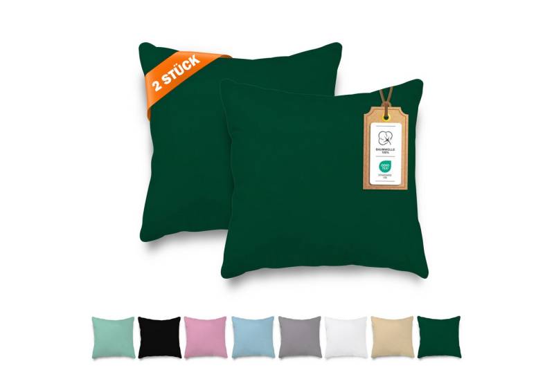 Veluna Home Kissenbezüge 100% Baumwolle(2er-Set) Renforcé Kissenbezug mit Reißverschluss, 2 Stk. - Dicht gewebt mit 57 Fäden/cm² - Kopfkissenbezug von Veluna Home