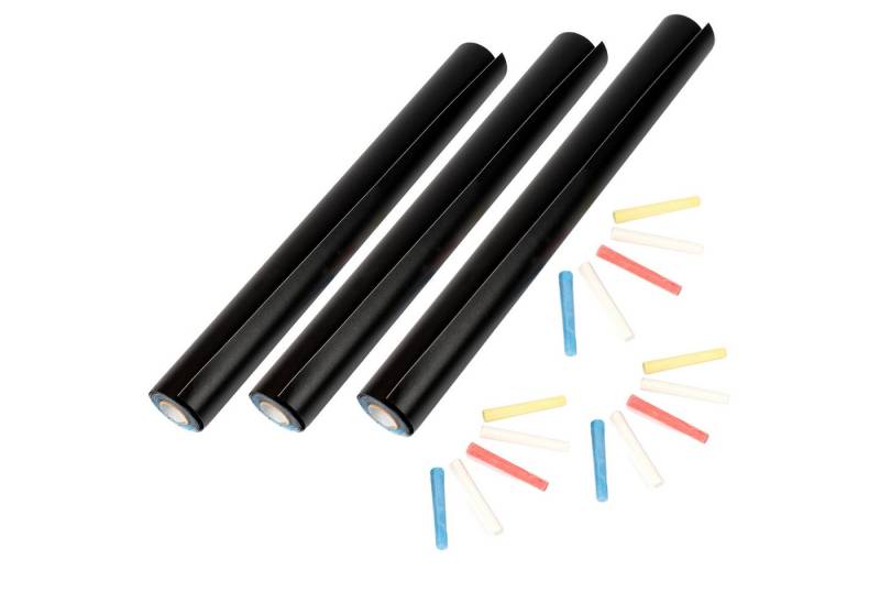 Veluxis Tafelfolie Veluxis® Tafelfolie selbstklebend 200 x 45 cm, (3 St), Schwarz Matt - abwischbar – inkl. 5 Kreidefarben I Zuschneidbar von Veluxis
