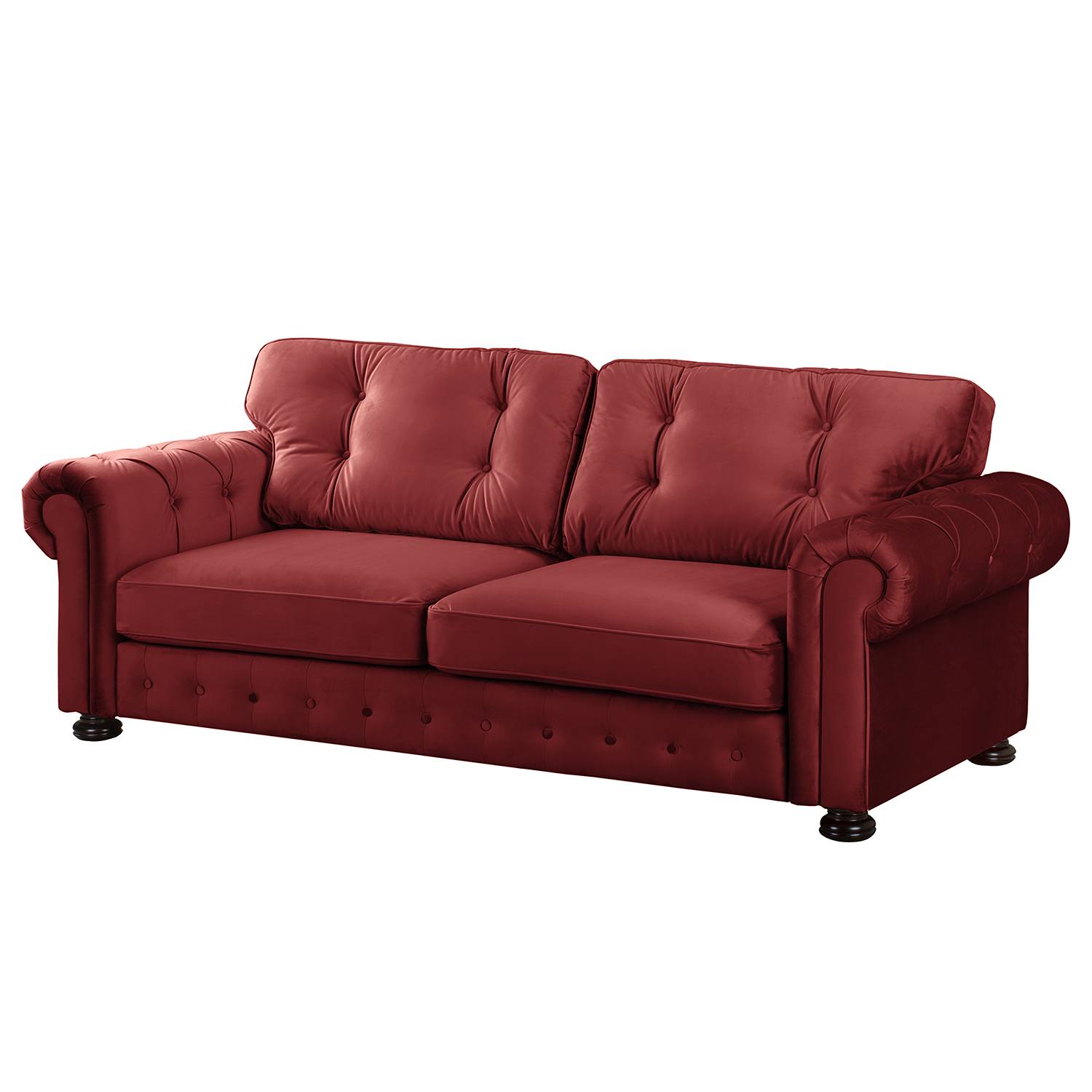 Velvet Studio Sofa Marau 3-Sitzer Rot Samt 250x93x100 cm von Velvet Studio