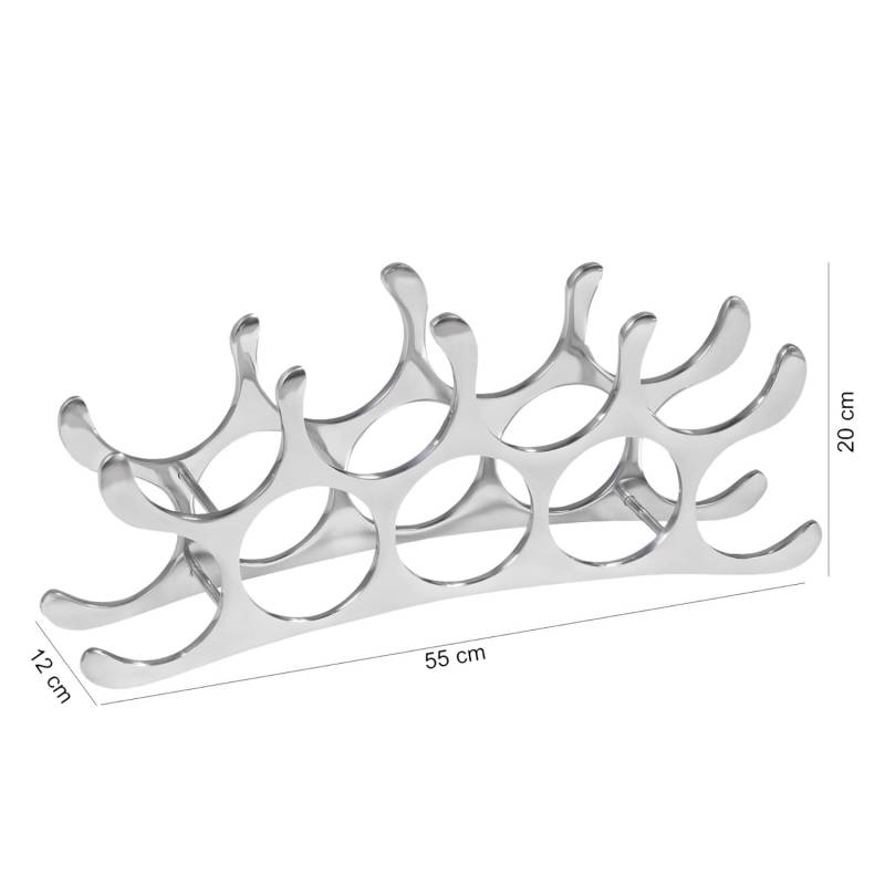 home24 Weinregal Canistota Aluminium, lackiert Silber 55 x 20 x 12cm von home24