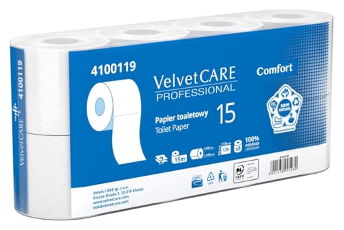 VELVET Toilettenpapier Zellstoff Professional, Hygienepapier 2-lagig, 138 Blätter, 15m, 8 Stk., Weiß Wc Papier, VELVET Toilettenpapier Zellstoff Professional, Hygienepapier 2-lagig, 138 Blätter, 15m, 8 Stk., Weiß Wc Papier, von Velvet