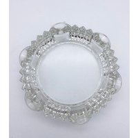 Vintage Klar Geschnittenes Glas Runder Aschenbecher von VelvetBerryHome